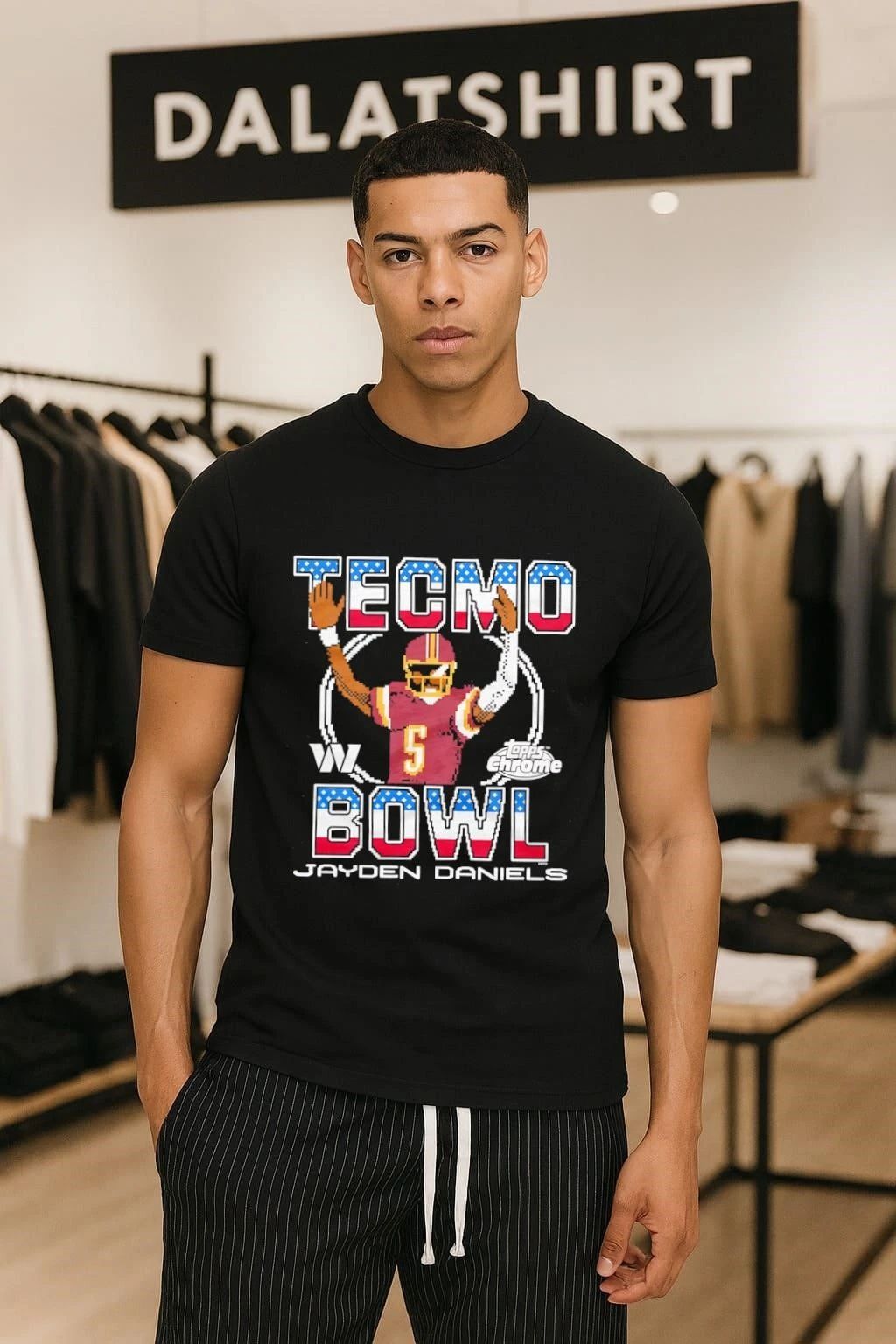 Tecmo Bowl x Topps Chrome Commanders Jayden Daniels shirt