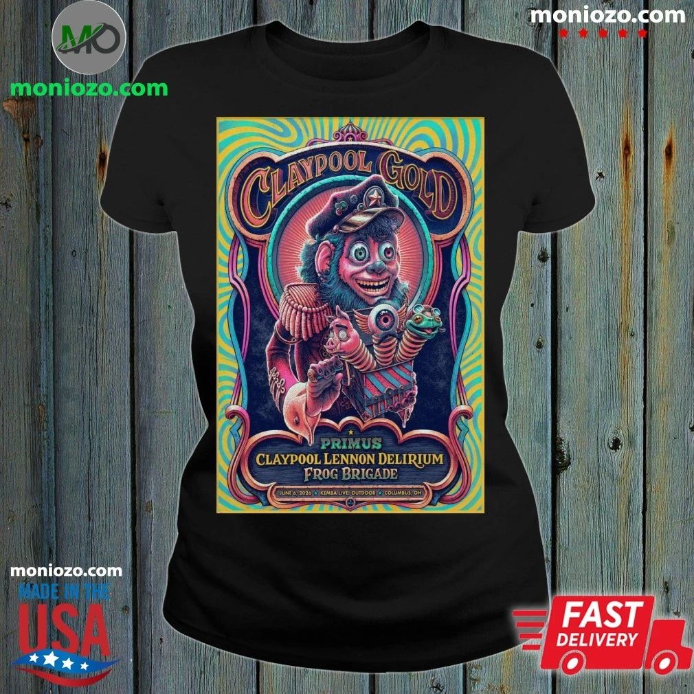 Original Primus Columbus OH 6 6 2026 Claypool Gold Tour Poster T-Shirt