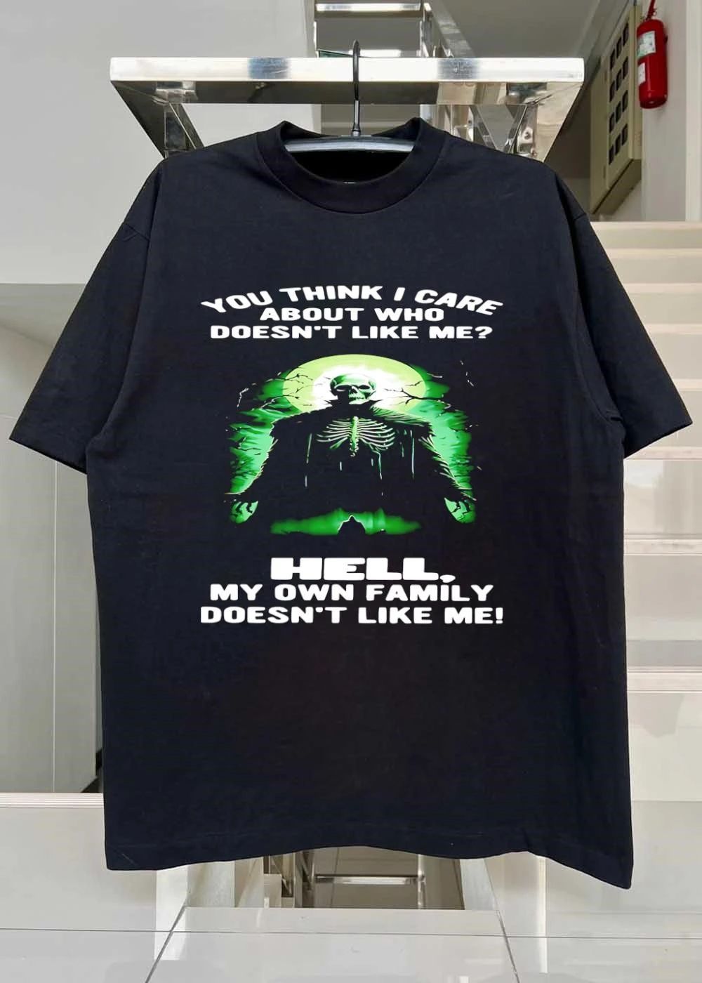 You Think I Care About Who Doesnt Like Me Hell My Own Family Doesnt Like Me Skeleton Grim Reaper shirt