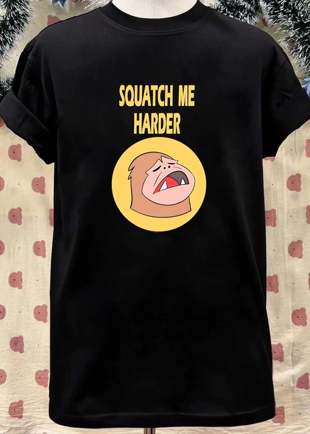Squatch Me Harder Yellow Circle Angry Bigfoot shirt