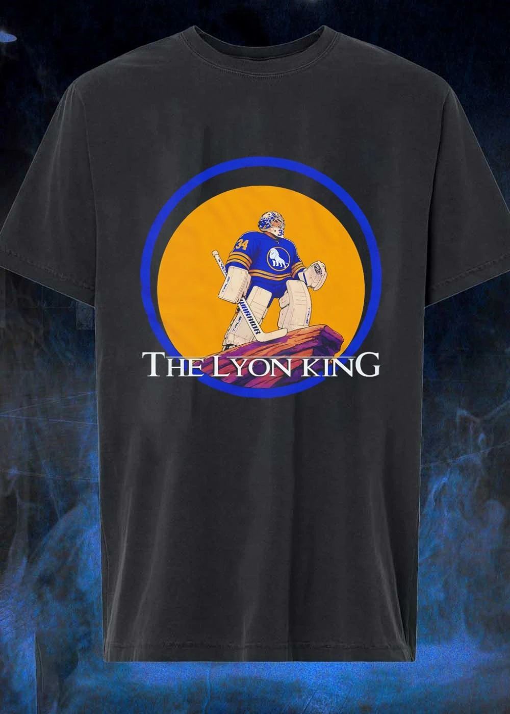 The Lyon King Buffalo Sabres Hockey Goalie 34 Lion Logo T-Shirt