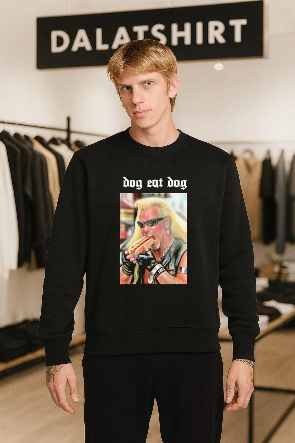 Dog Eat Dog Man Eating Hot Dog shirt