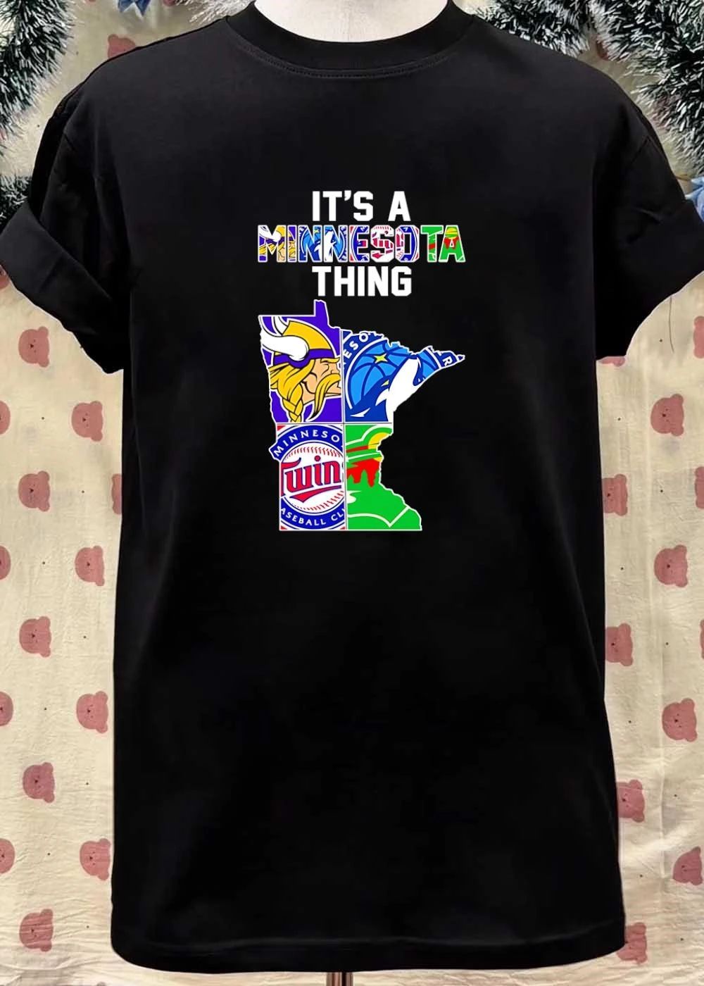 It’s A Minnesota Thing Minnesota Vikings Timberwolves Twins Wild State Map T-Shirt