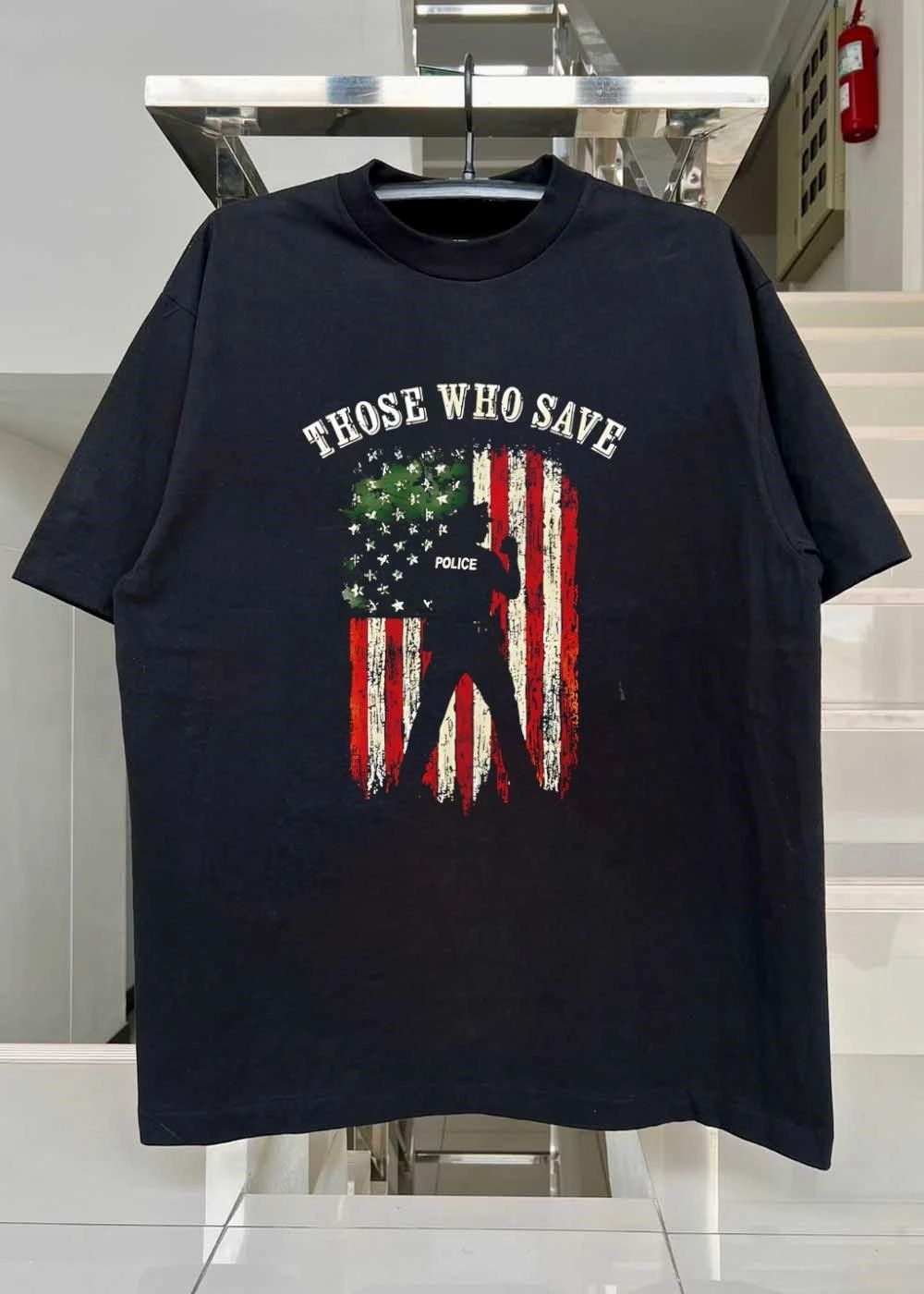 Those Who Save Police Silhouette American Flag shirt