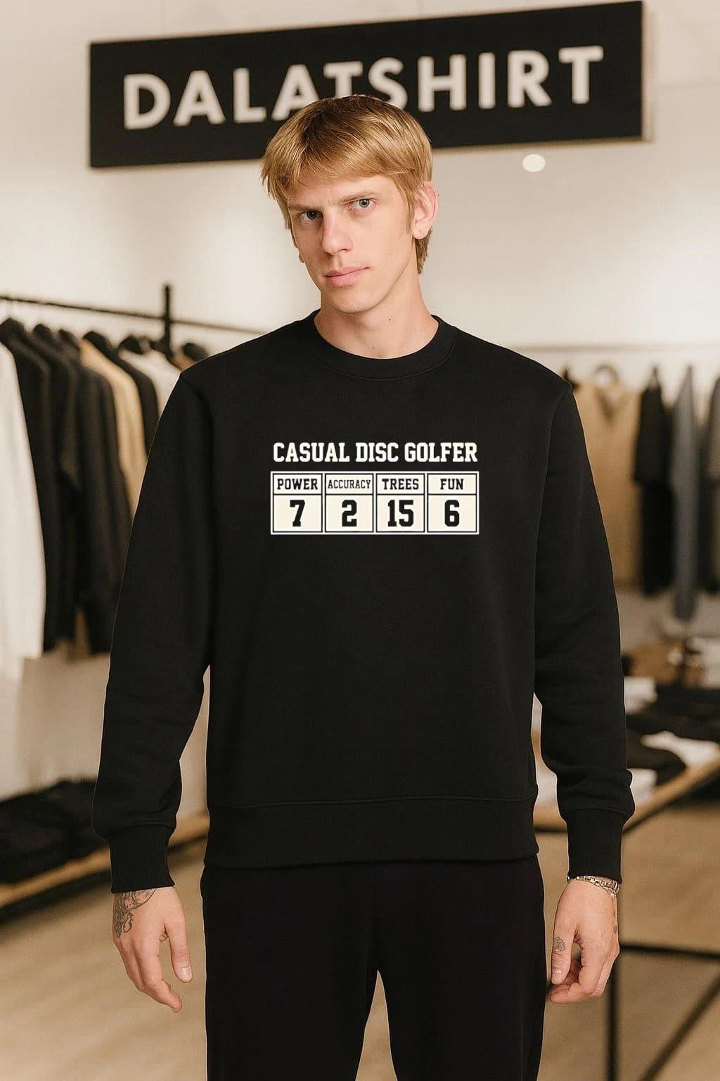 Casual Disc Golfer Power Accuracy Trees Fun Scoreboard shirt