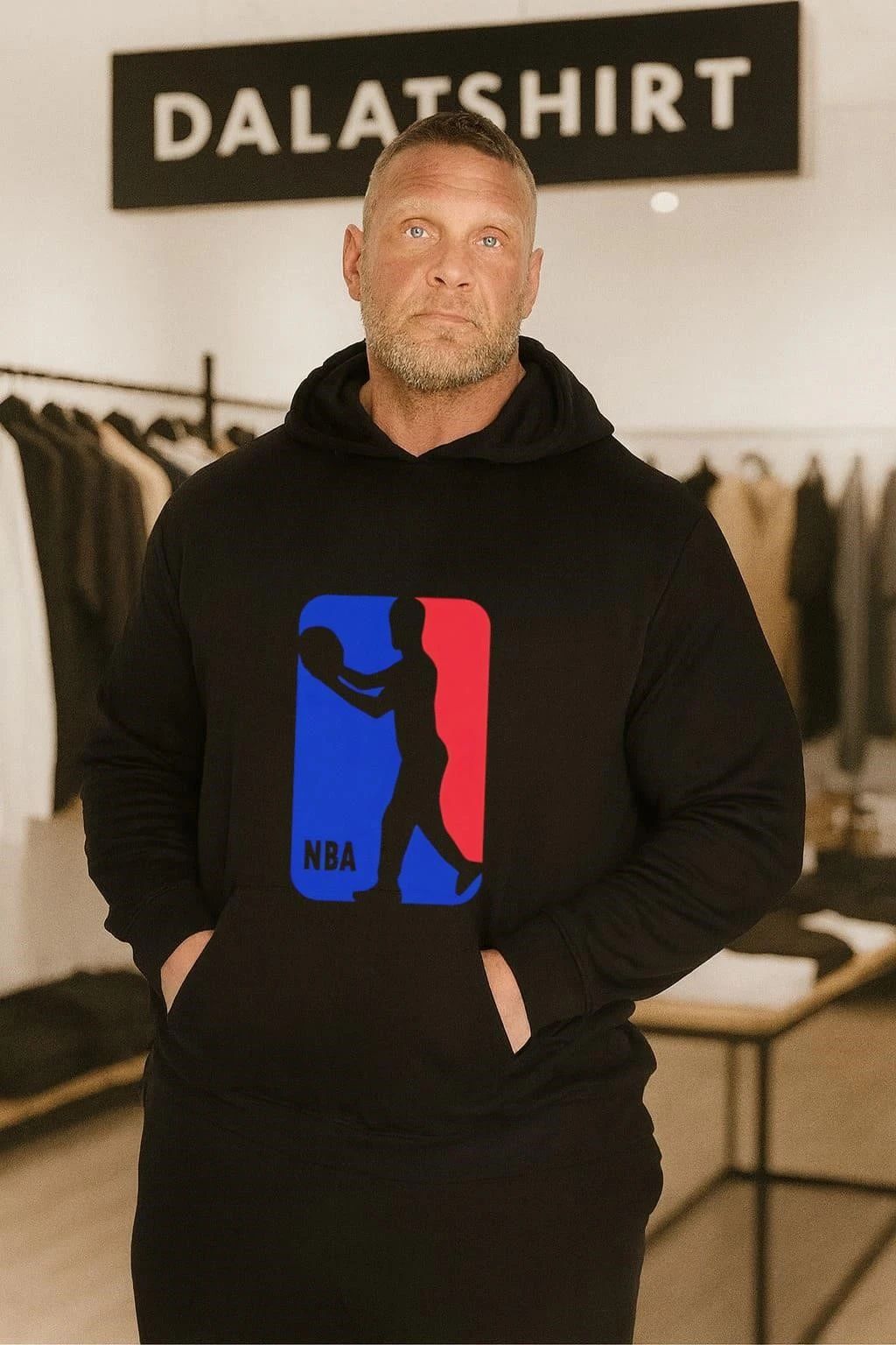 NBA Basketball Player Silhouette Blue Red shirt