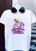 Me Before Coffee Roaring T-Rex T-Shirt