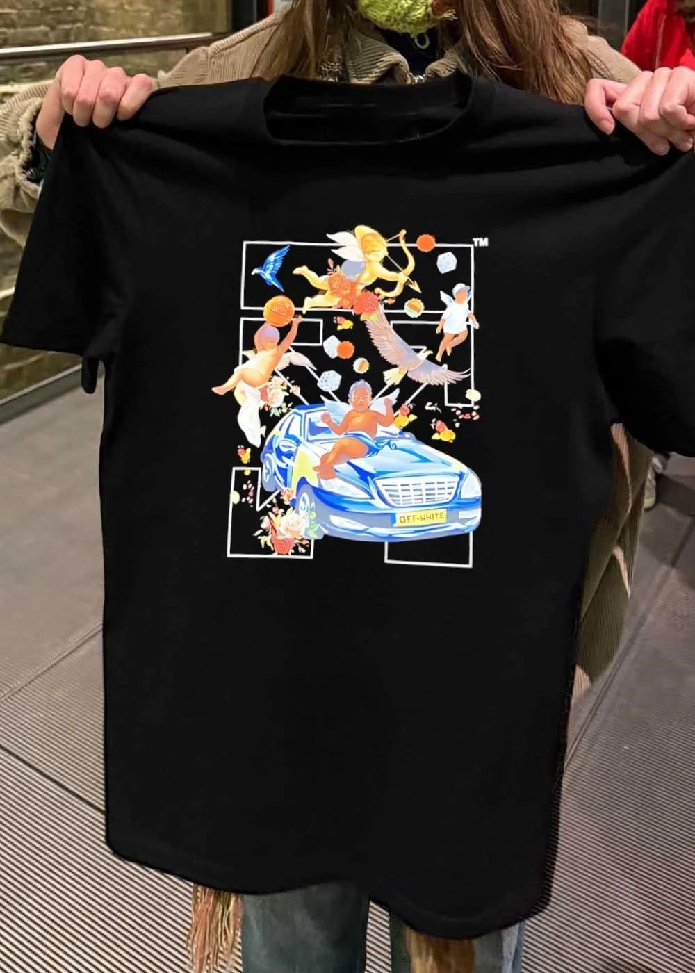 Off-White Cherubs Car Eagle Basketball T-Shirt