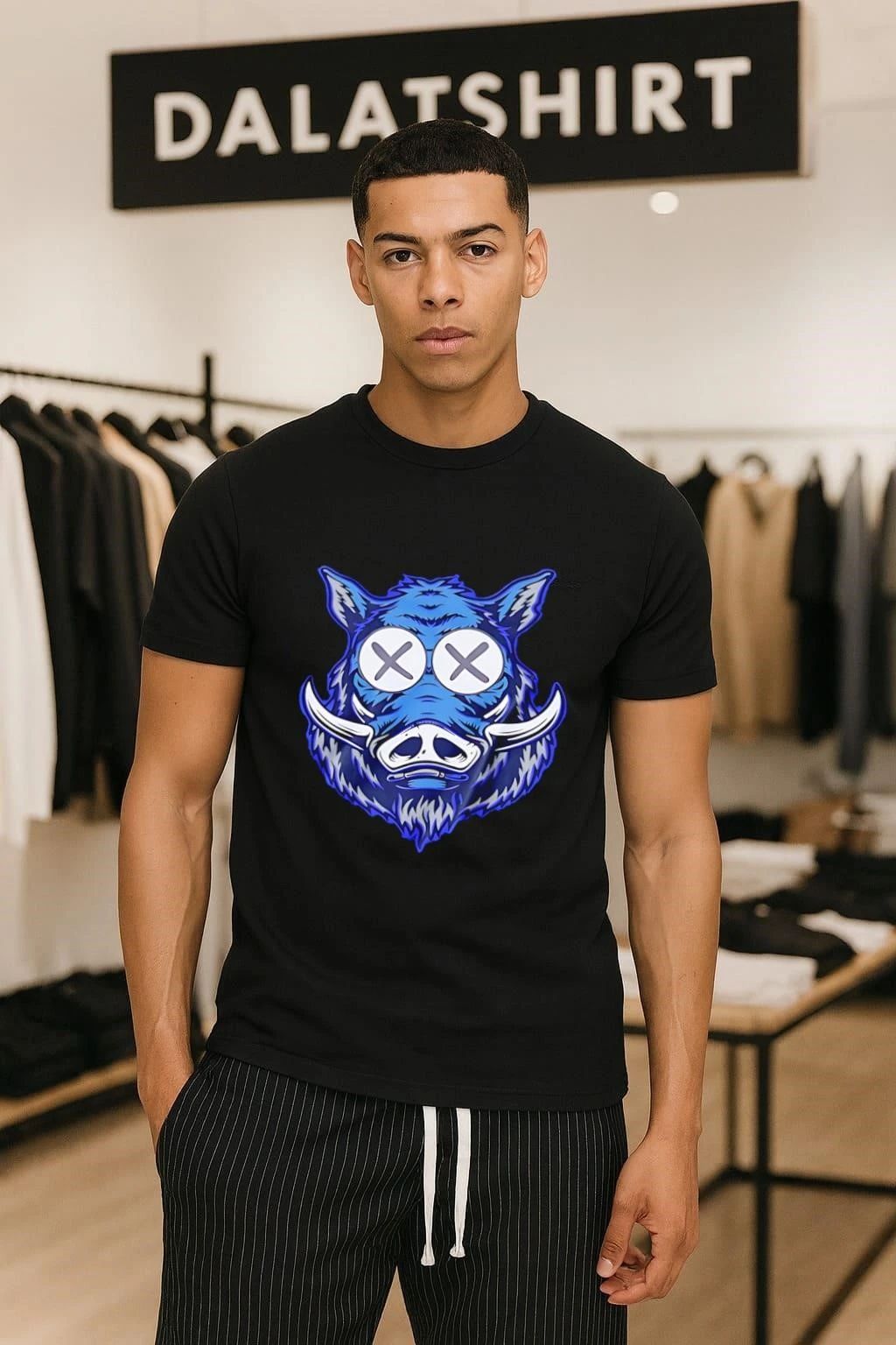 Blue Boar Wild Hog KAWS Style X-Eyes shirt