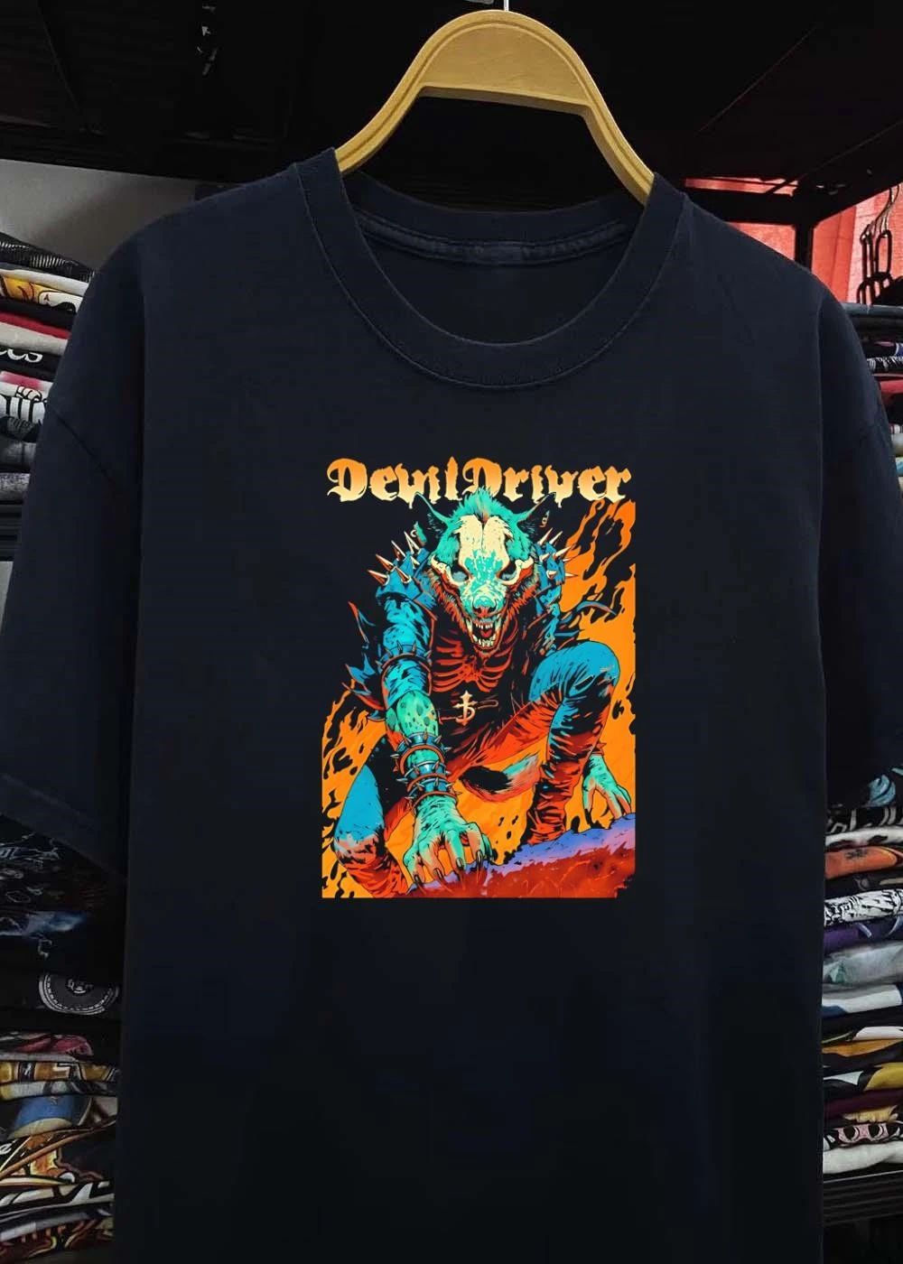 DevilDriver Skeletal Spiked Wolf Flames T-Shirt