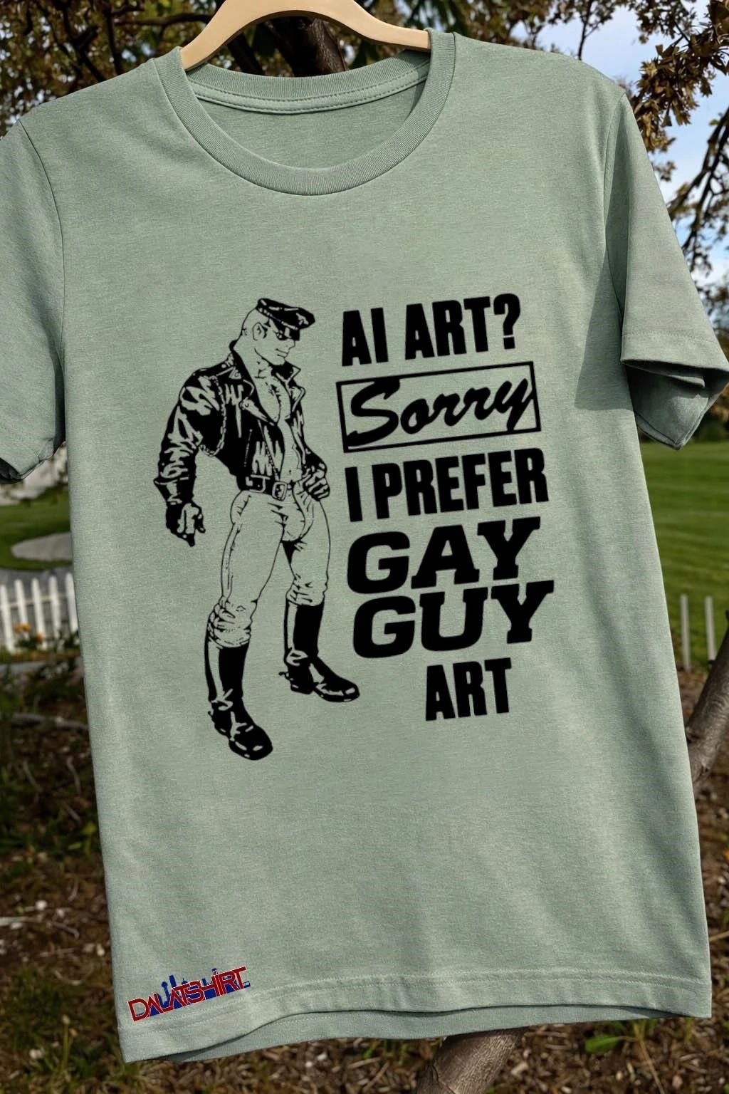AI Art Sorry I Prefer Gay Guy Art Leather Biker shirt