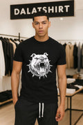 Aggressive Bulldog Head Spiked Collar shirt