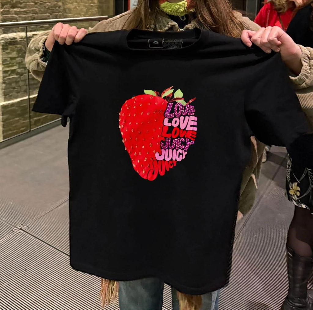 Love Love Love Juicy Juicy Juicy Strawberry Graphic shirt