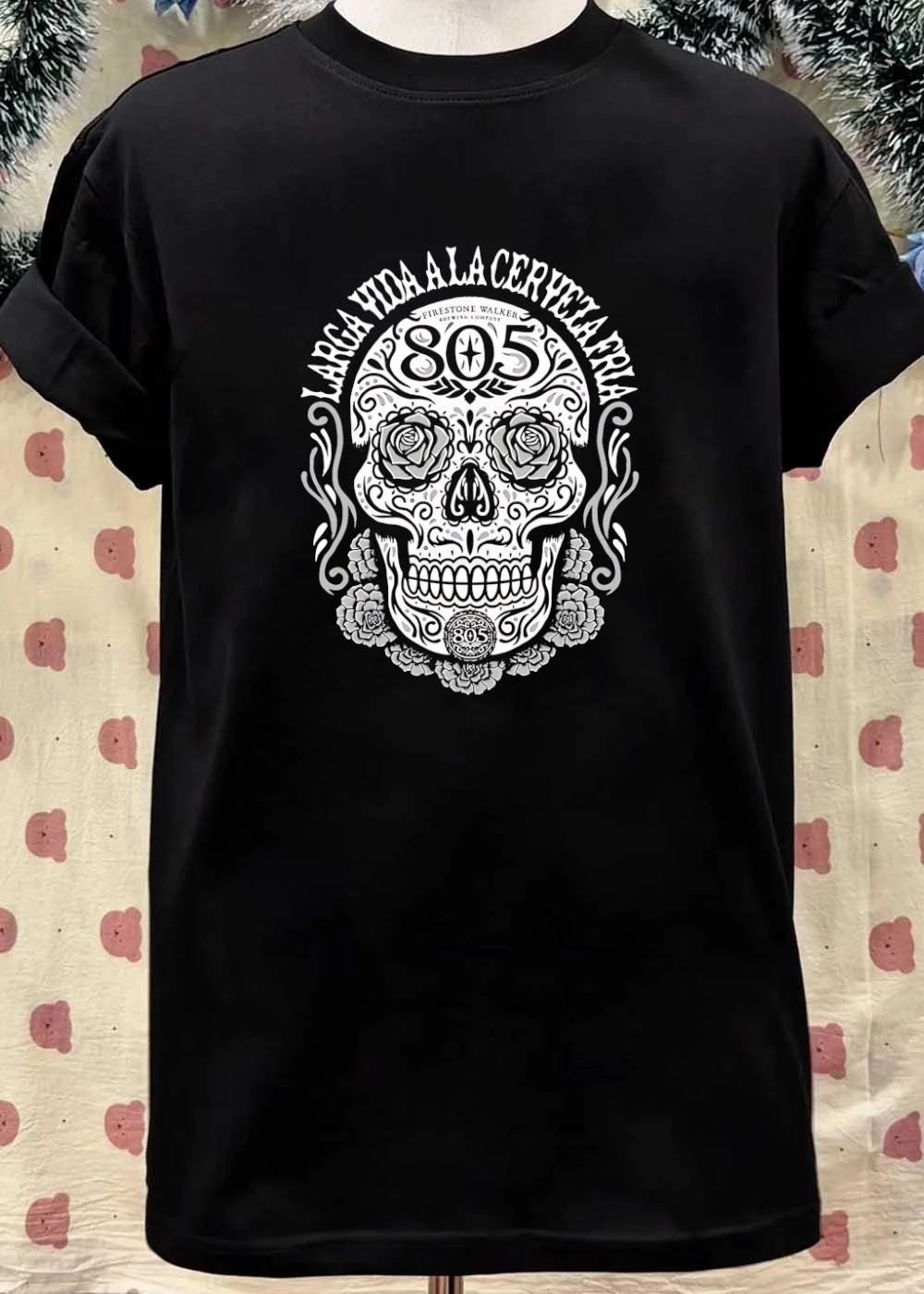 Larga Vida A La Cerveza Fria Firestone Walker Brewing Company 805 Skull shirt