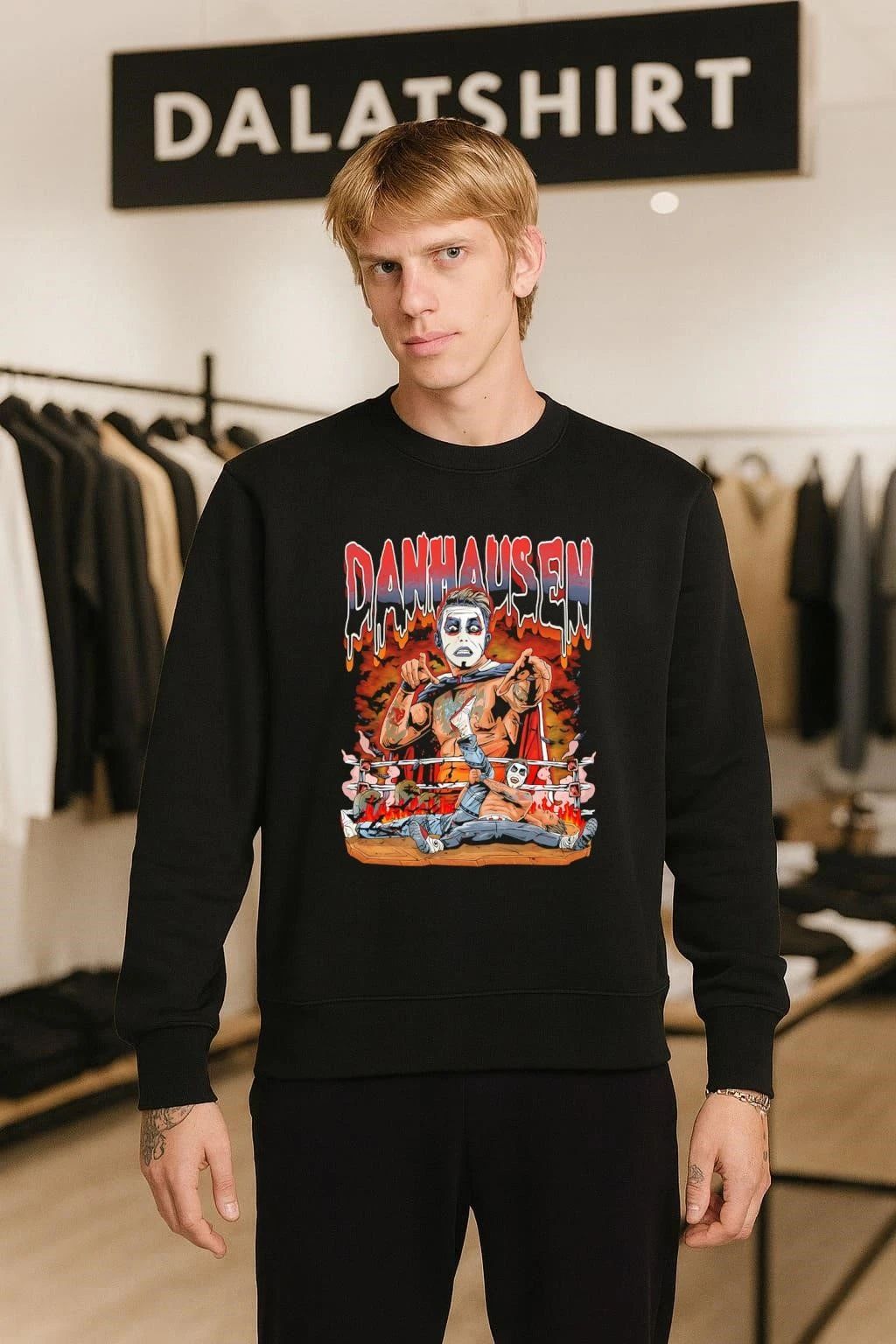 Danhausen Very Nice Very Evil Professional Wrestling Ring Bats Fire shirt