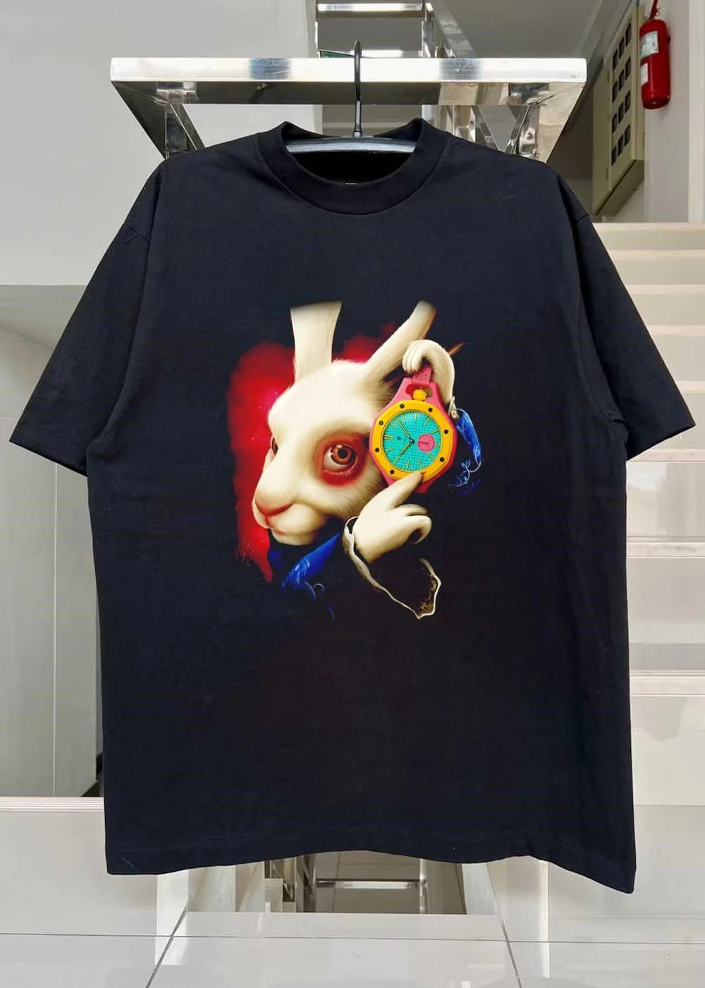 Alice In Wonderland White Rabbit With Colorful Pocket Watch T-Shirt