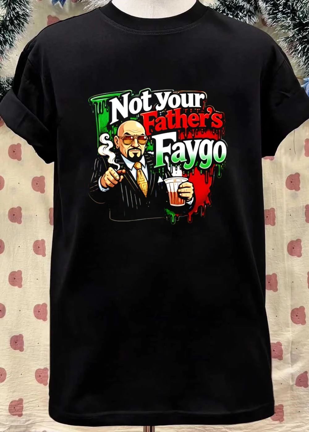 Not Your Father’s Faygo Mobster Pinstripe Suit Cigar Dripping Paint T-Shirt