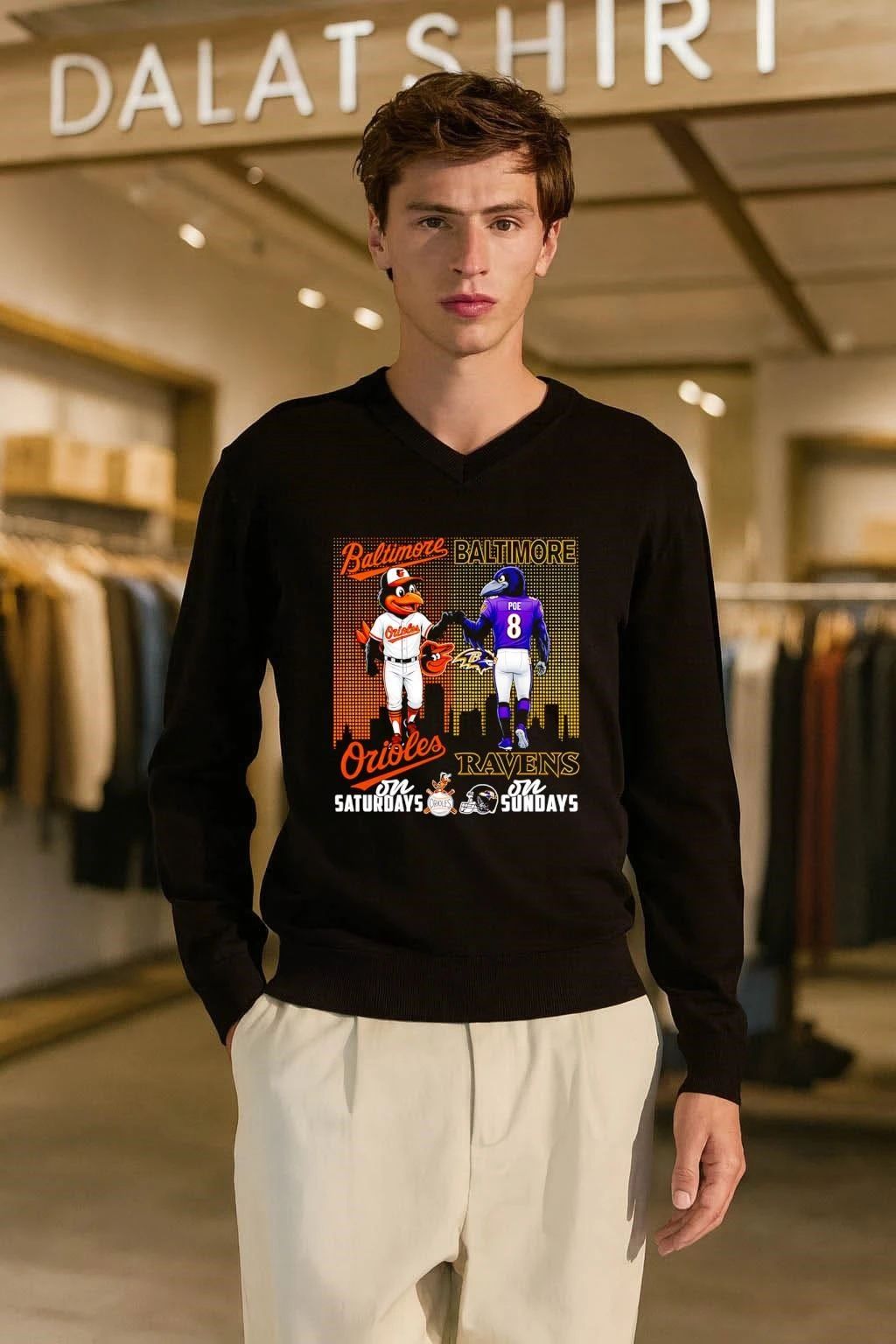 Baltimore Orioles on Saturdays Ravens on Sundays Mascots shirt