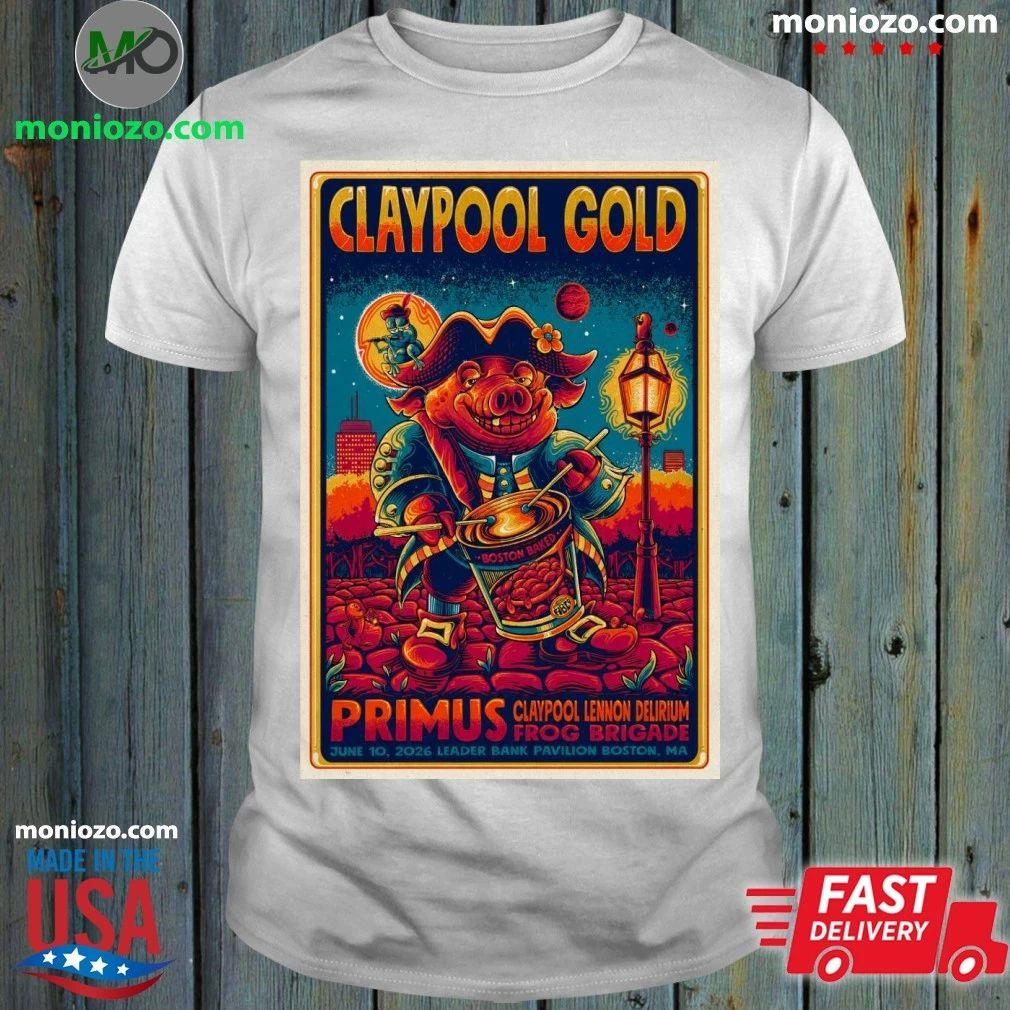 Original Primus Claypool Gold Tour Boston MA 6 10 2026 Poster Shirt