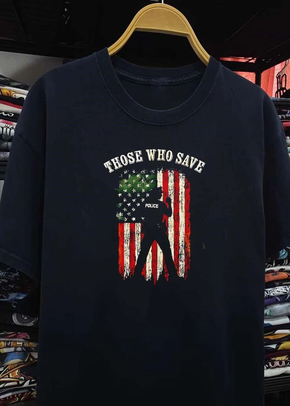 Those Who Save Police Silhouette American Flag shirt