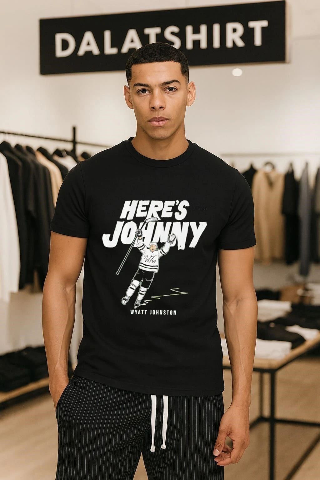 Here’s Johnny Wyatt Johnston Goal Celebration Hockey Player shirt