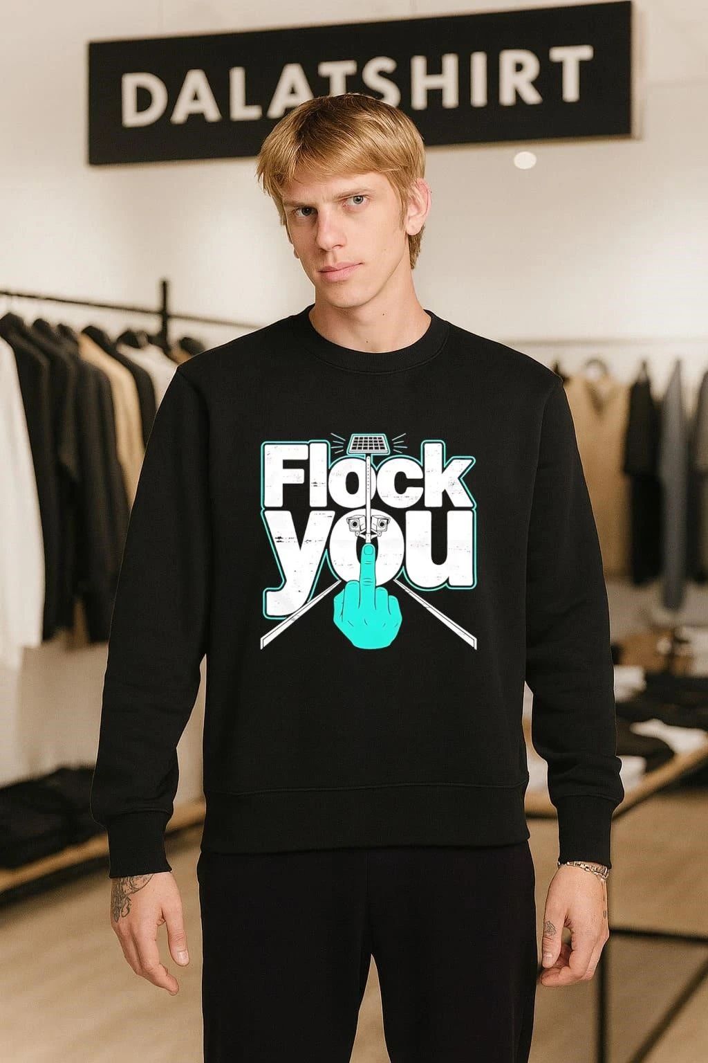 Flock You Solar Power Surveillance Camera Middle Finger shirt