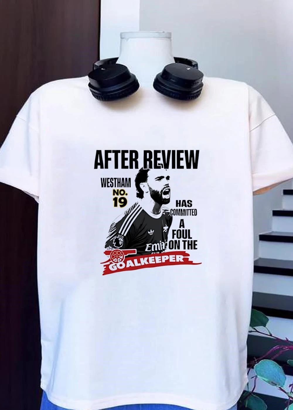 Arsenal Westham No. 19 After Review Has Committed A Foul On The Goalkeeper shirt
