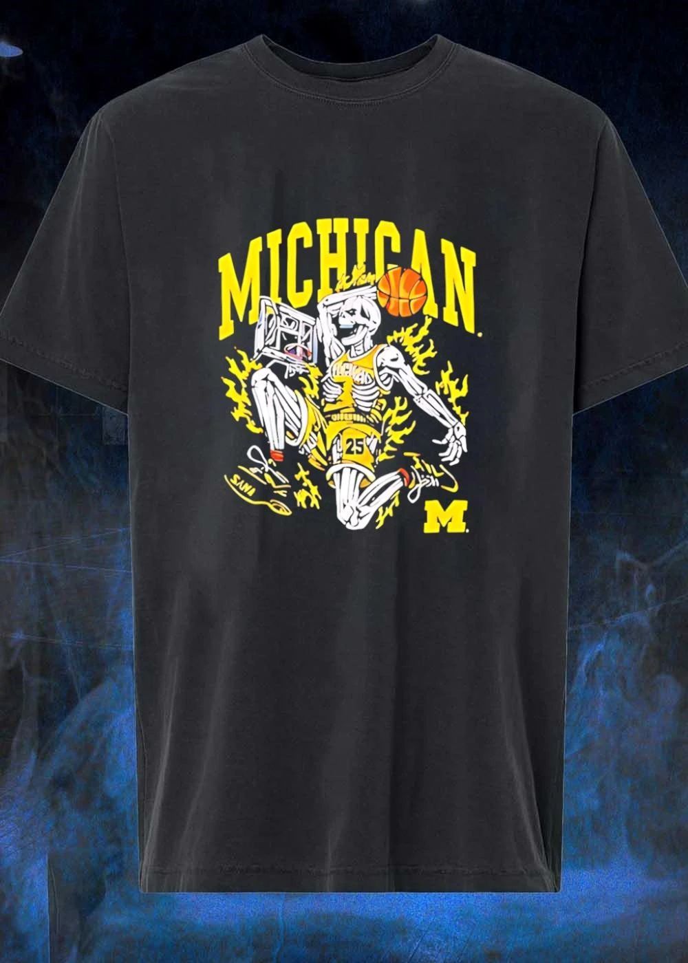 Michigan Wolverines men’s basketball skeleton 25 player shirt