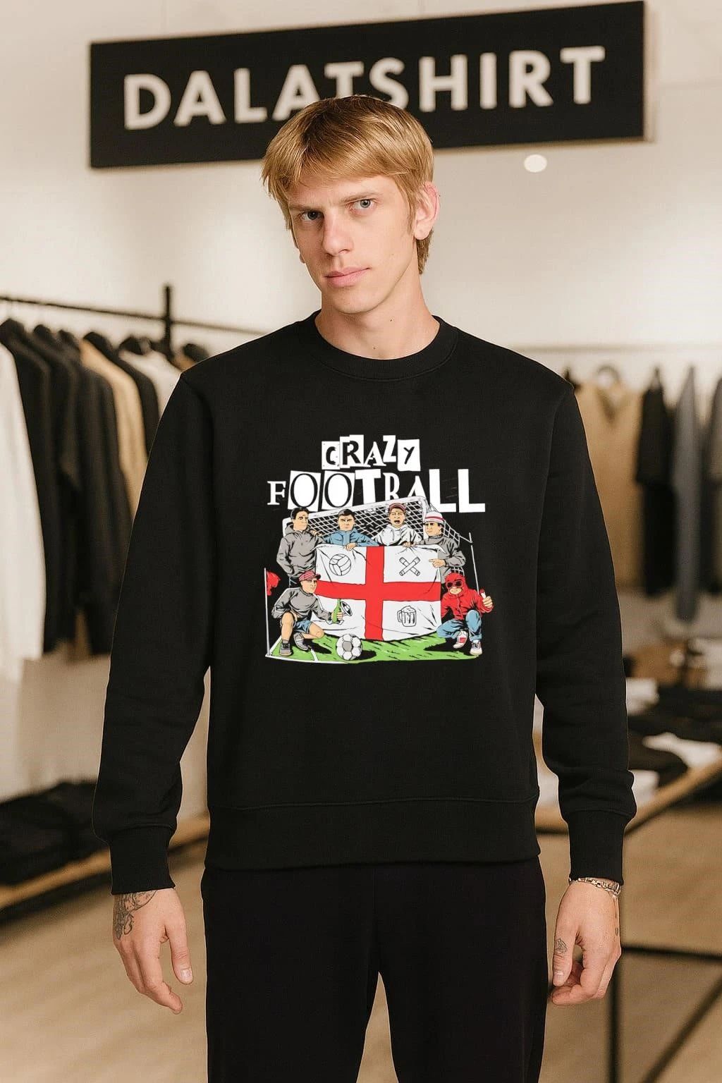Crazy Football England Flag Fans Soccer Goal Field shirt