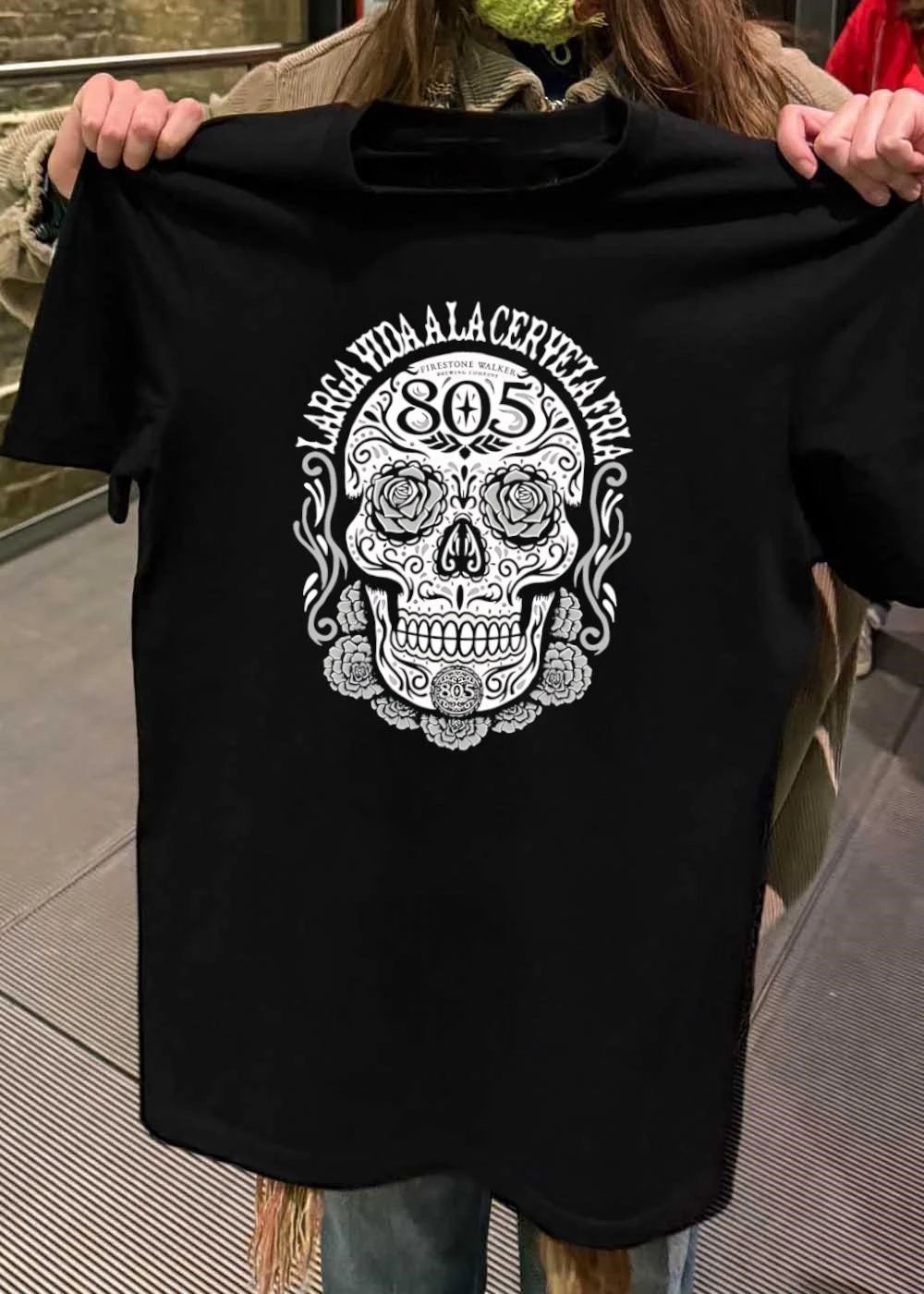 Larga Vida A La Cerveza Fria Firestone Walker Brewing Company 805 Skull shirt