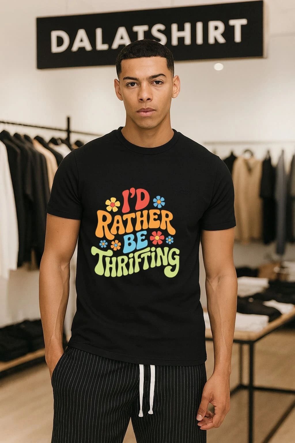 I’d Rather Be Thrifting Retro Flower shirt