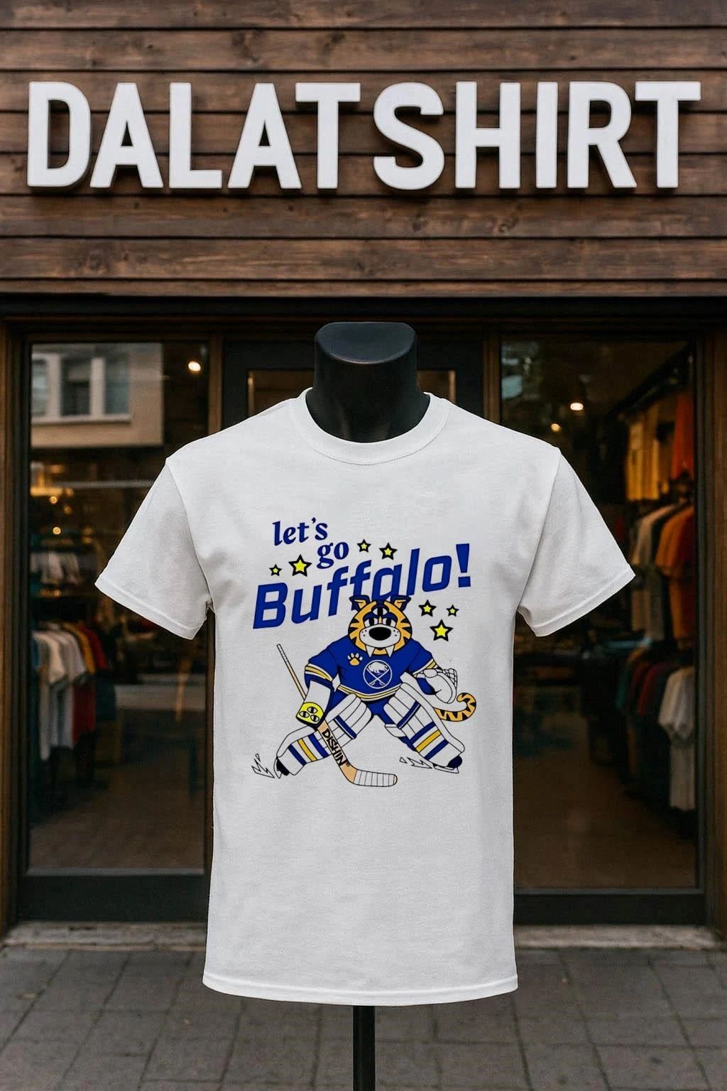 Let’s Go Buffalo Sabretooth Tiger Hockey Goalie Mascot shirt
