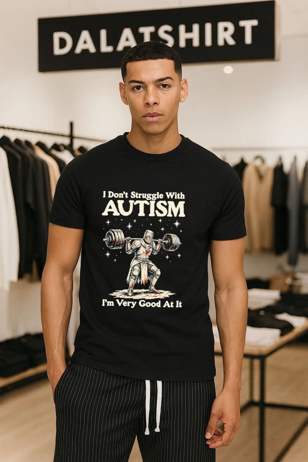 I Don’t Struggle With Autism I’m Very Good At It Knight Weightlifting shirt