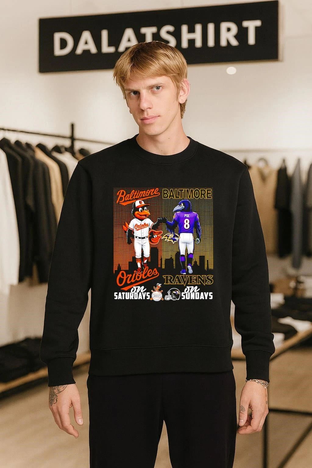 Baltimore Orioles on Saturdays Ravens on Sundays Mascots shirt