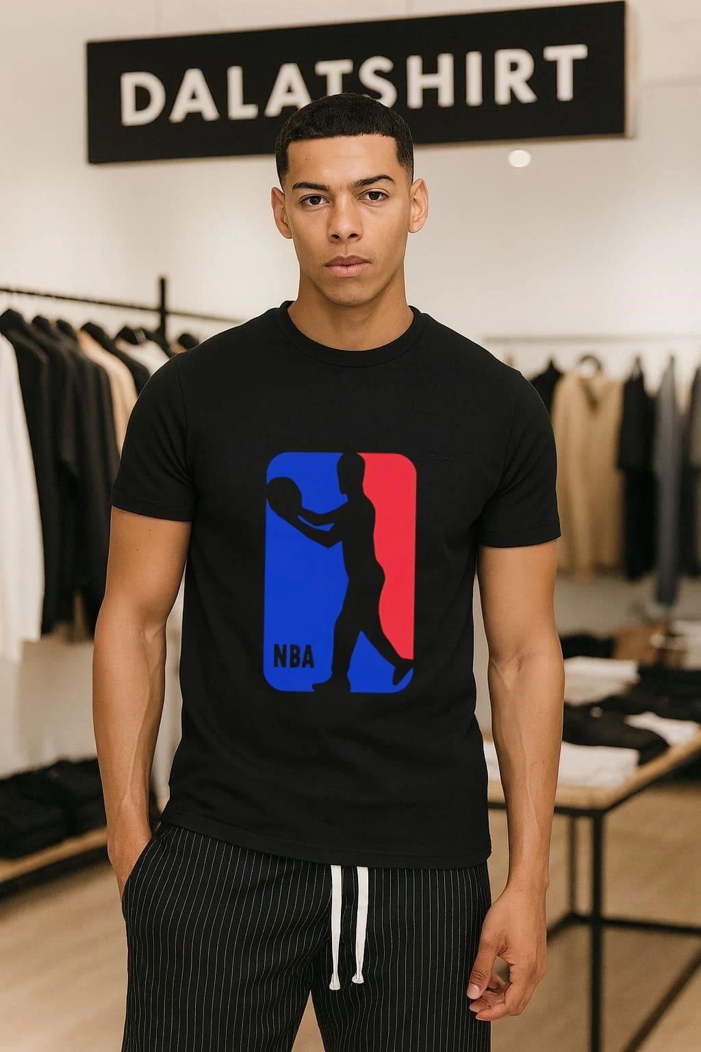 NBA Basketball Player Silhouette Blue Red shirt