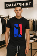 NBA Basketball Player Silhouette Blue Red shirt