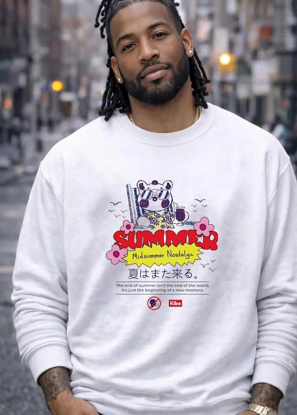 Kibo Chill Bear Midsummer Nostalgic Summer 2026 Vacation Graphic Shirt