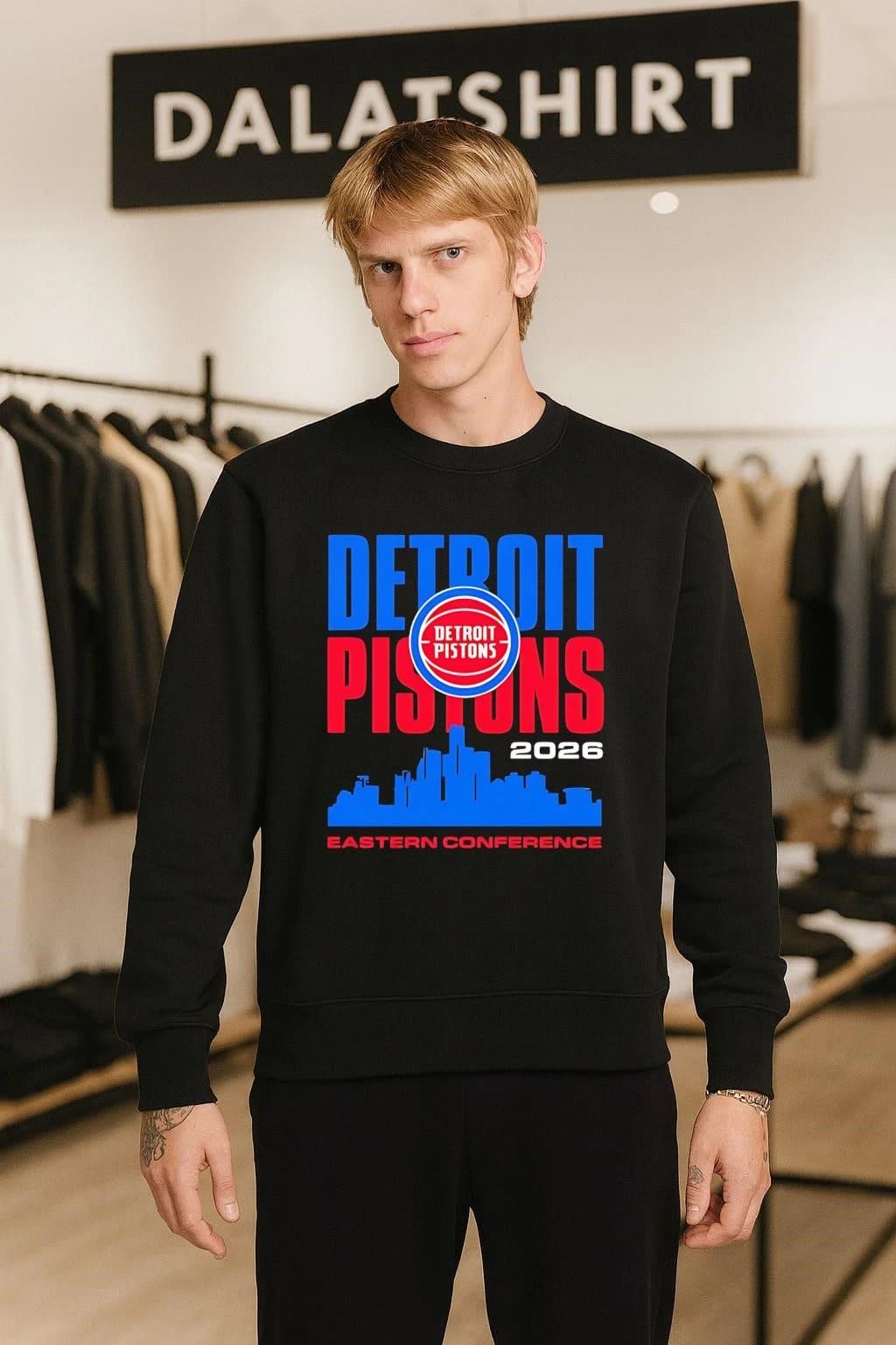 Detroit Pistons basekball NBA Eastern Conference city skyline shirt