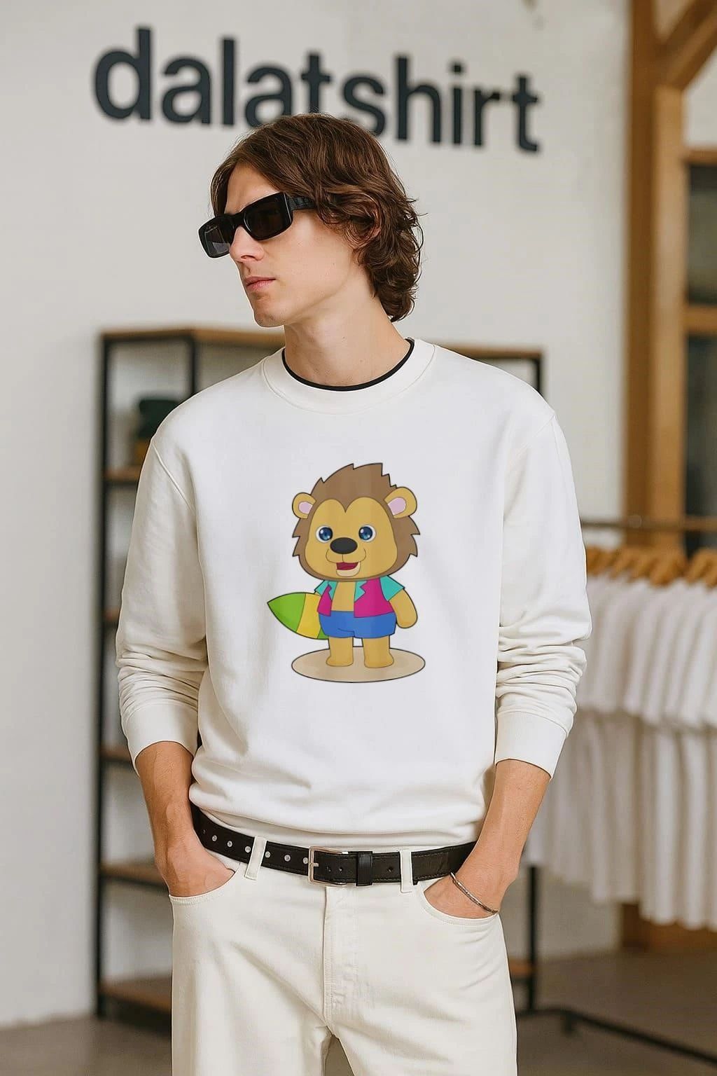 Lion Surfing Surfboard Summer cute shirt