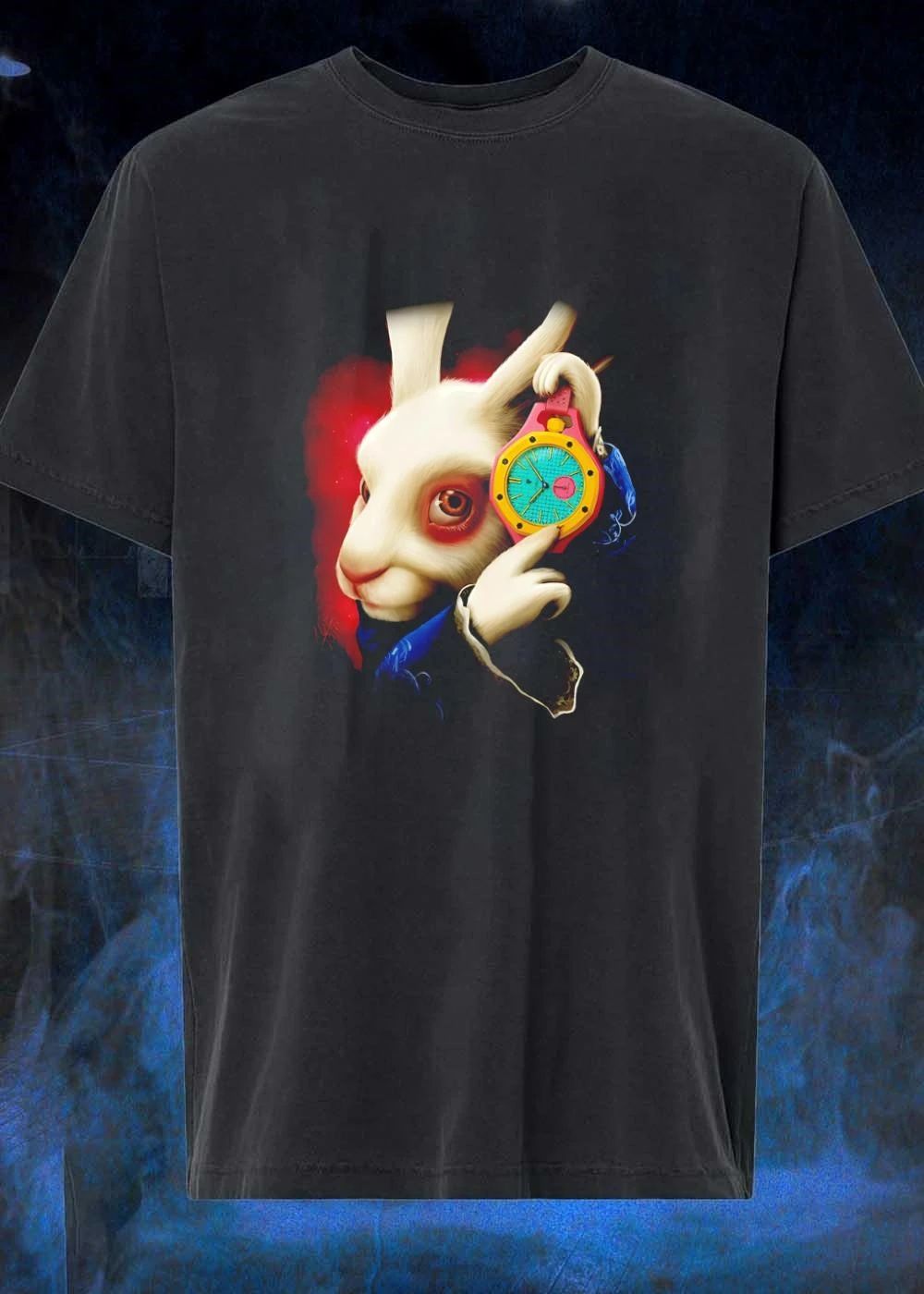 Alice In Wonderland White Rabbit With Colorful Pocket Watch T-Shirt