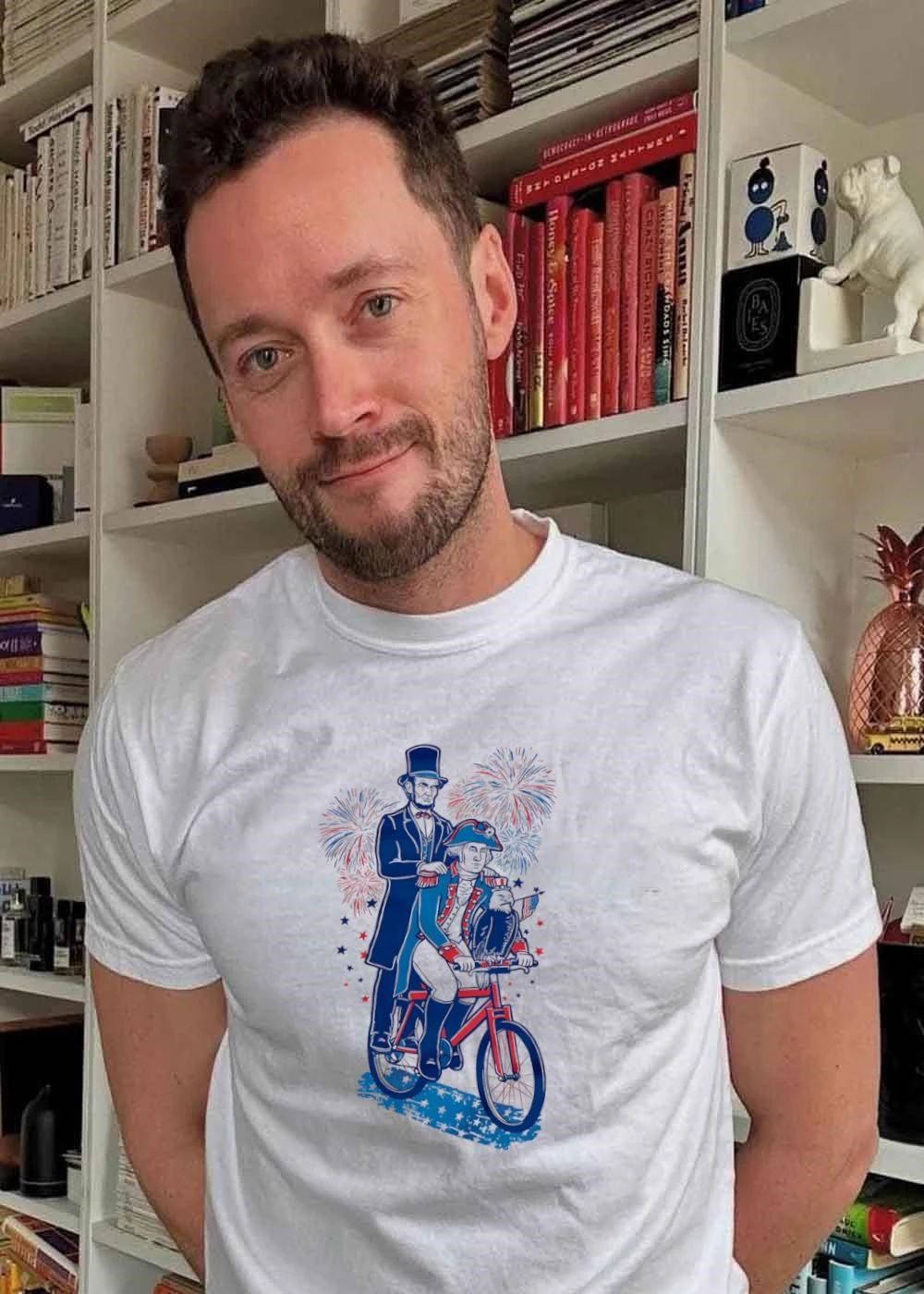 Abraham Lincoln George Washington Eagle Riding Bicycle shirt