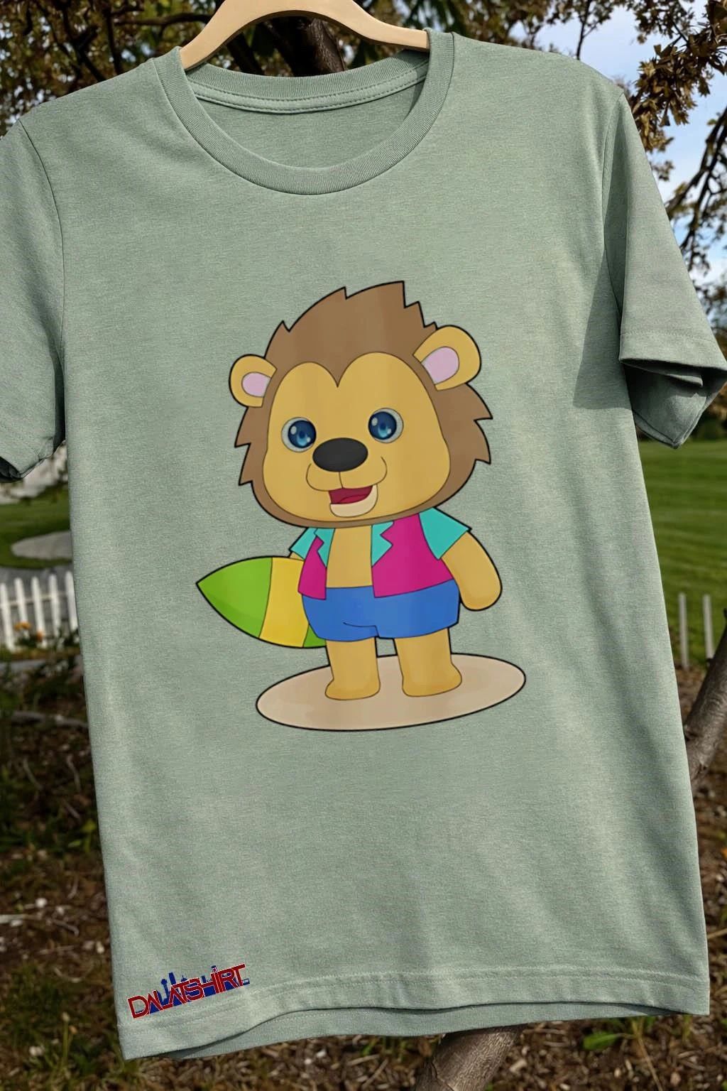 Lion Surfing Surfboard Summer cute shirt