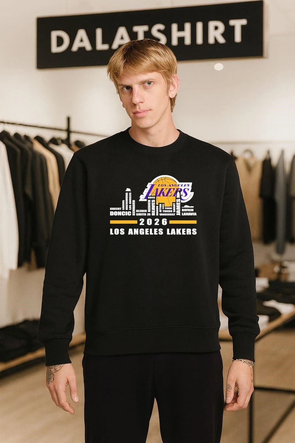 Los Angeles Lakers 2026 logo name players skyline shirt