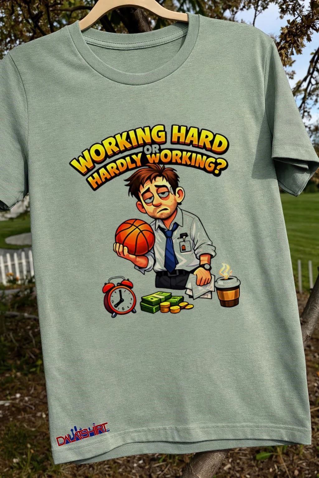 Working Hard Or Hardly Working Tired Office Man Basketball shirt