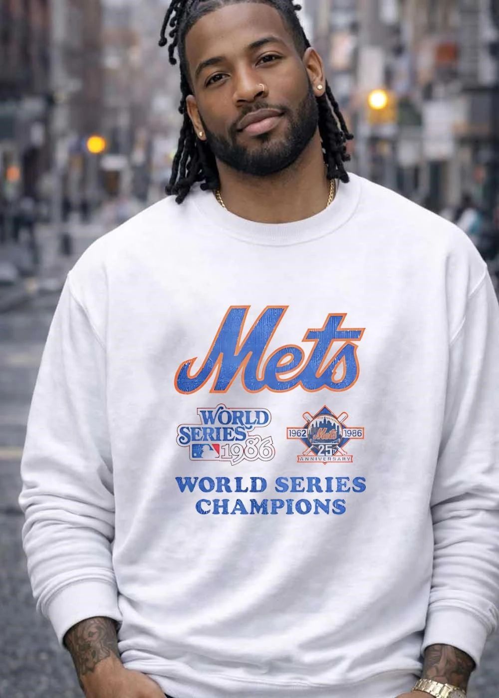 Distressed Mets Logo 1986 World Series Champions 25th Anniversary T-Shirt