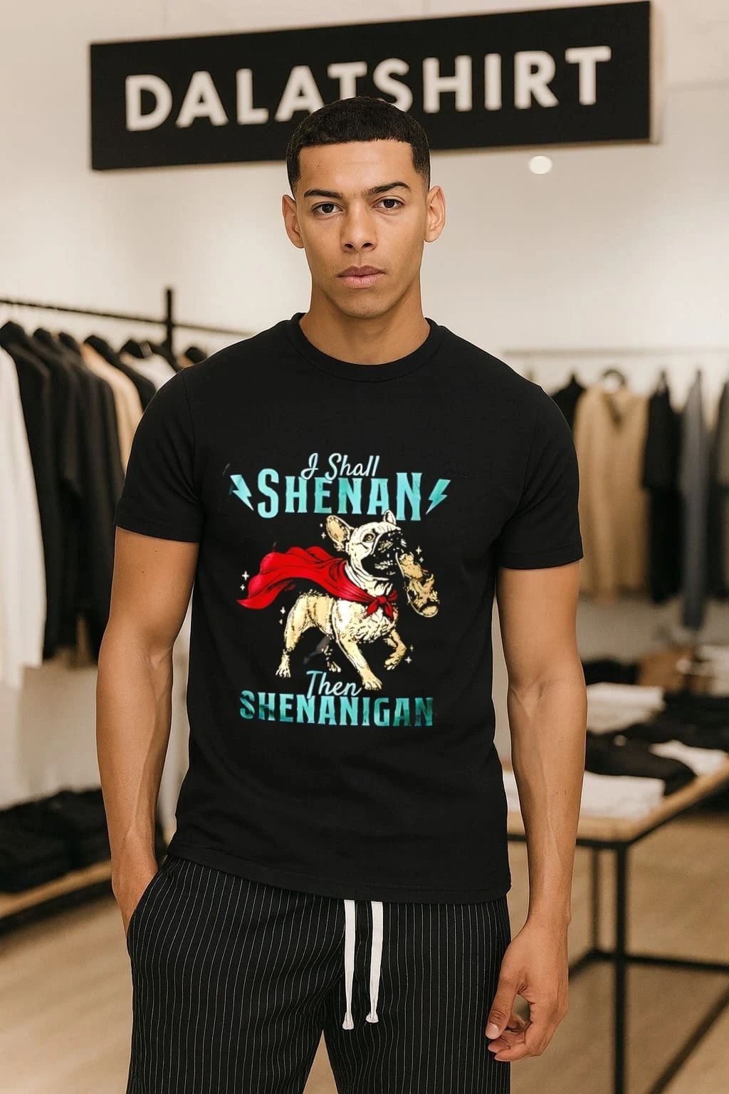 I Shall Shenan Then Shenanigan French Bulldog With Red Cape Superhero shirt