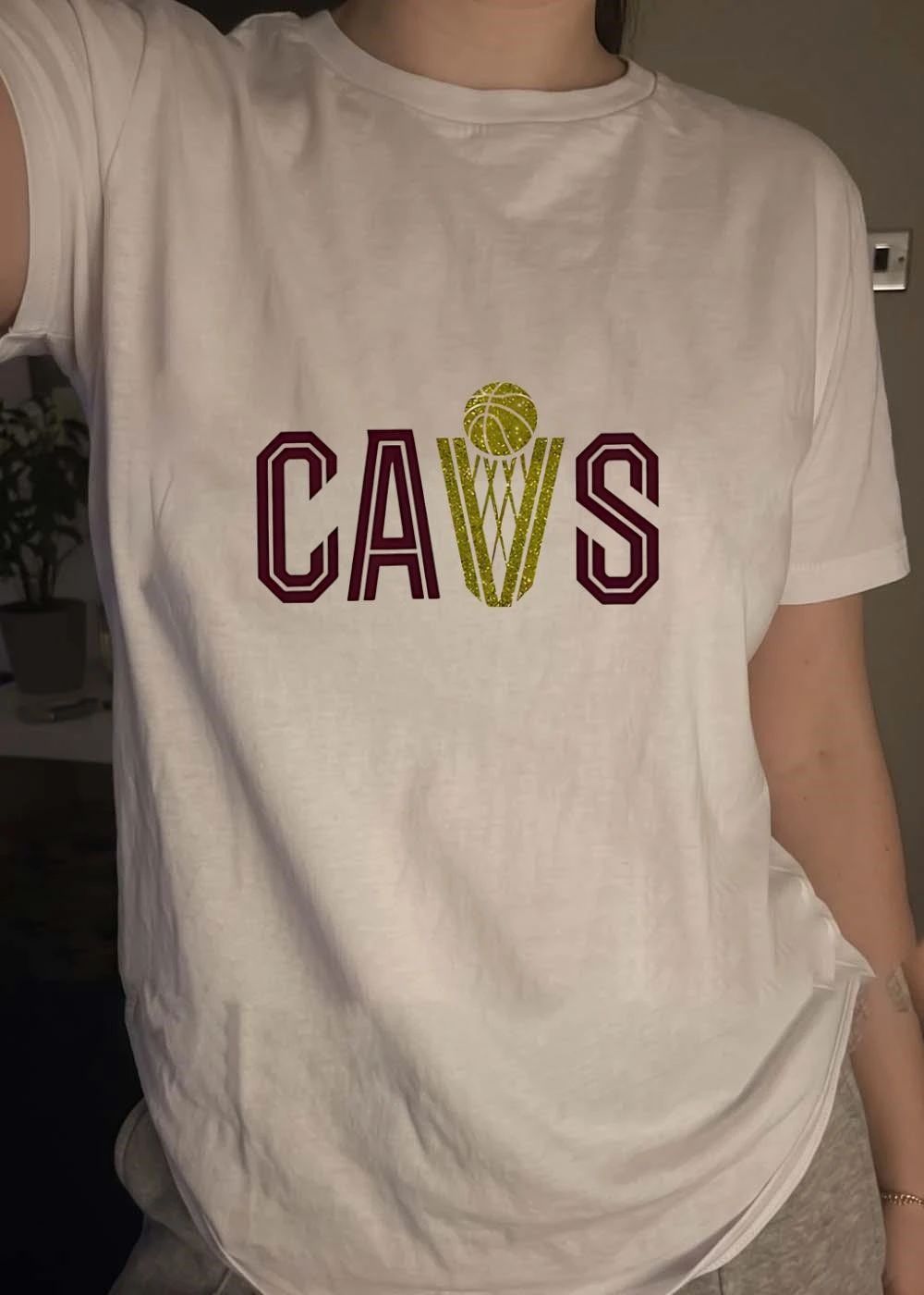CAVS Basketball Gold Glitter Trophy Net shirt