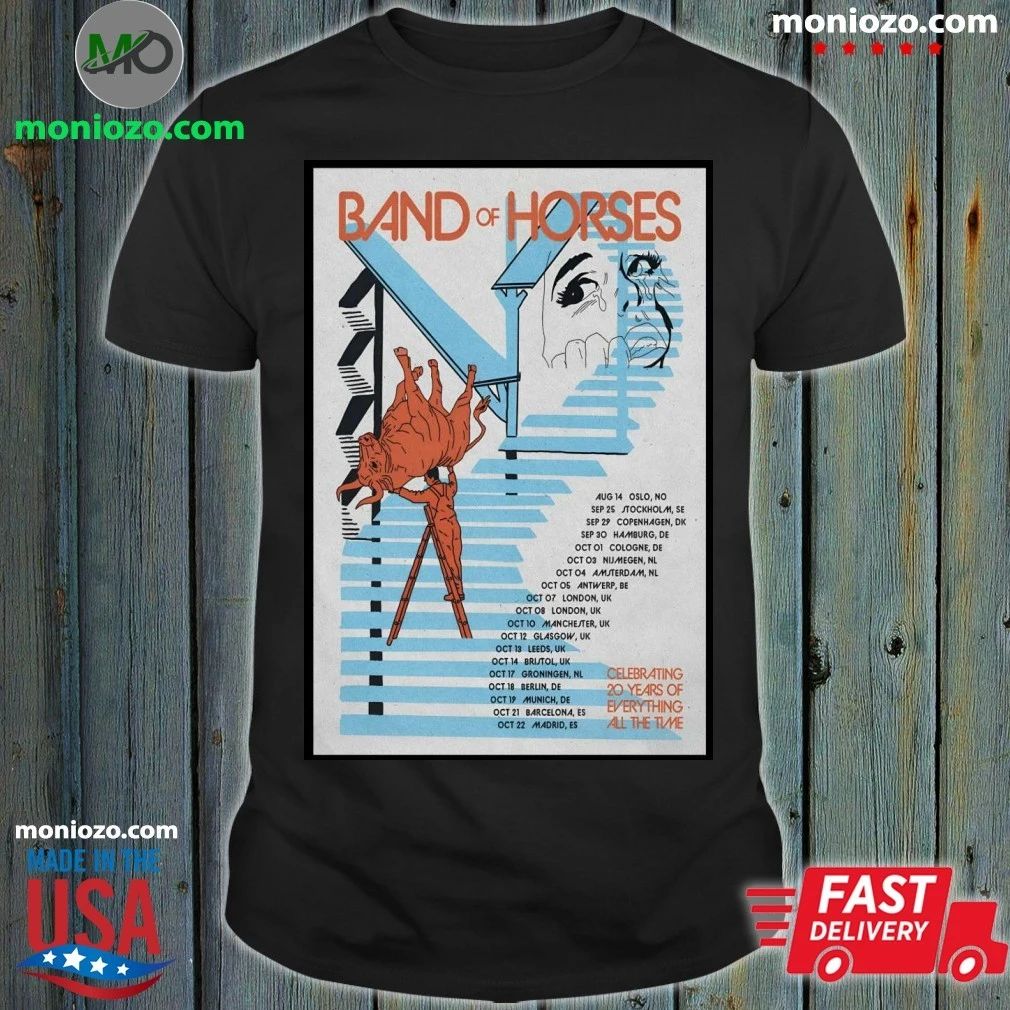 Band Of Horses Celebrating 20 Years Of Everything All The Time 2026 Tour Poster T-Shirt