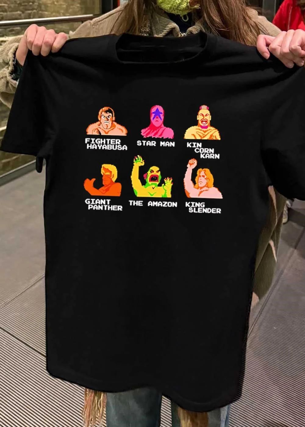Pro Wrestling NES Game Character Roster 8-Bit Pixel Art T-Shirt