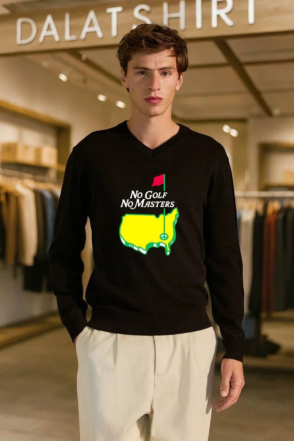 No Golf No Masters Peace Sign Golf Hole Masters Parody US Map T-Shirt